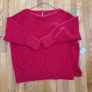 Free People Moira Sweater in Cherry Fizz-Size Medium